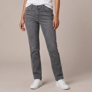 NYDJ Women Sheri Slim Jeans 10 Gray Cotton Blend Modern